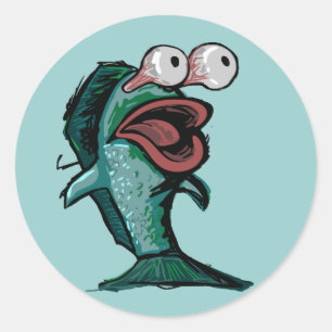 Scared Fish Classic Round Sticker