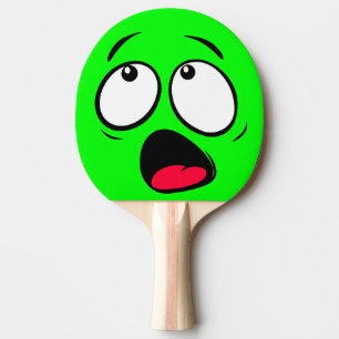 Scared Green Dayglow Personalise Emoji Ping Pong Paddle