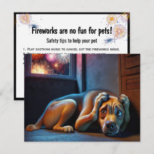 Scared Hound Dog Watching Fireworks Postcard