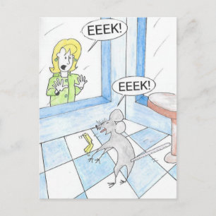 Scared Mouse Birthday Postcard