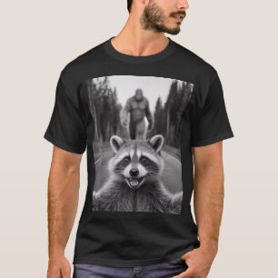 Scared Raccoon Selfie With Sasquatch Bigfoot T-Shirt