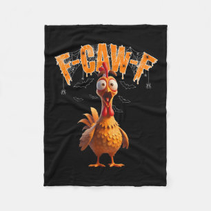 Scared Rooster F-caw-f Halloween Tee Fleece Blanket