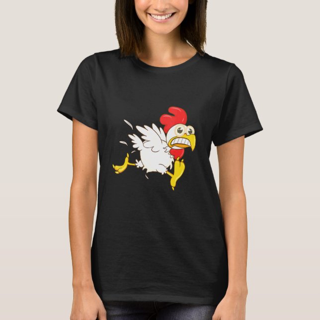 Scared Running Chicken T-Shirt (Front)