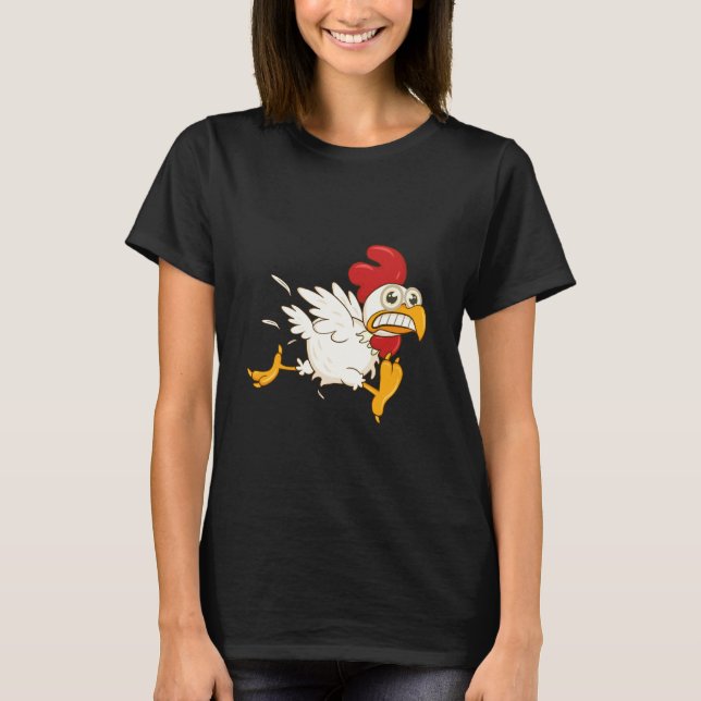 Scared Running Chicken T-Shirt (Front)