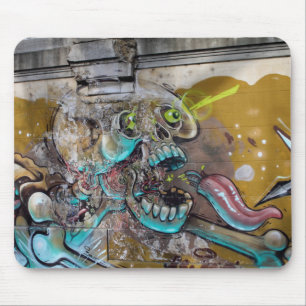 Scared Skull Graffiti Mouse Pad