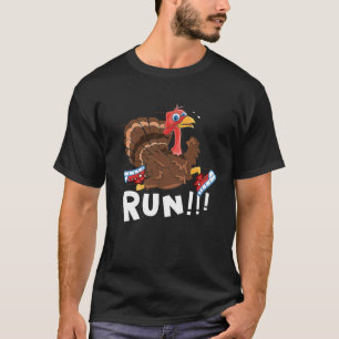 Scared Turkey Run  Thanksgiving Running Turkey Tro T-Shirt