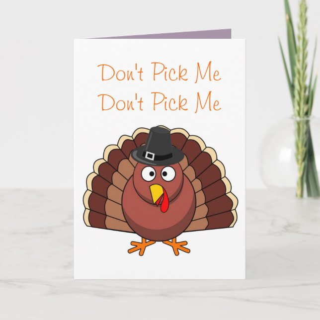 Scared Turkey Verses Pizza Funny Thanksgiving Holiday Card (Front)