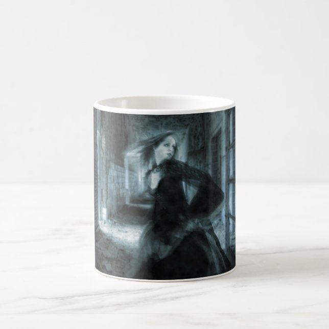Scared Victorian Girl Ghost Running in Hallway Coffee Mug (Center)