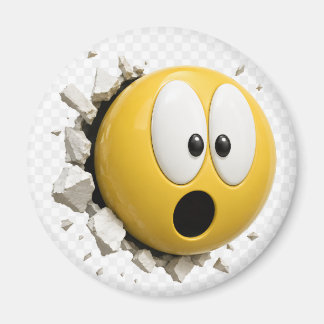 Scaredy 3D Emoji Round Magnet