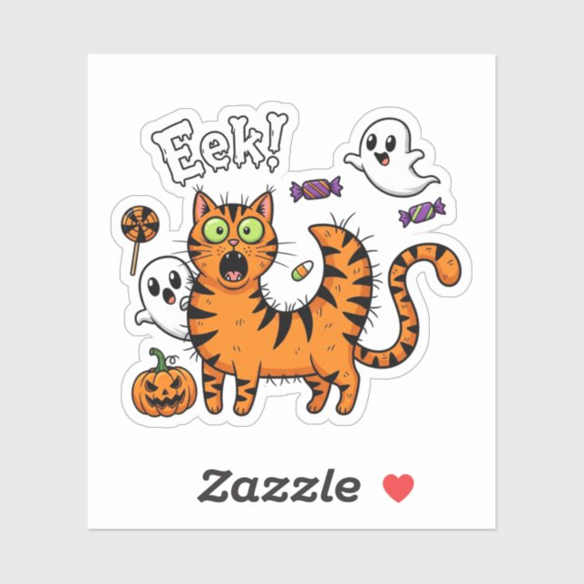 Scaredy Cat – Funny Halloween Ghost Sticker (Sheet)