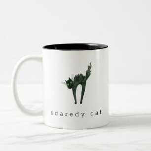 Scaredy Cat, Halloween, Black Cat, Cat Lover Two-Tone Coffee Mug