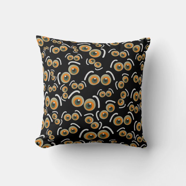 Scaredy Cat Halloween Boo Eyes Bat Cushion (Front)