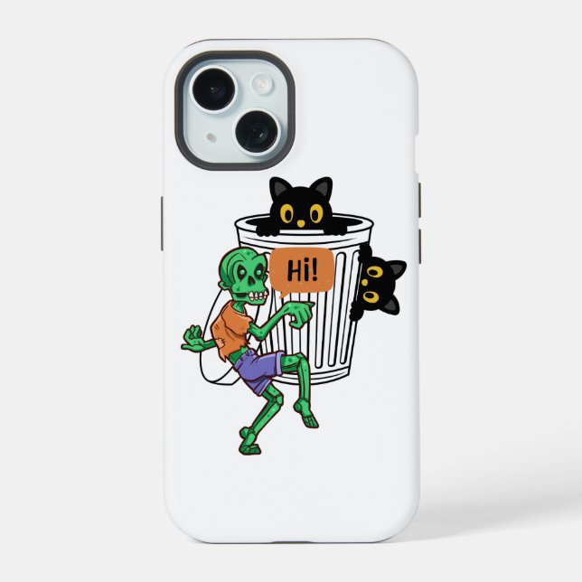 Scaredy Cat Halloween iPhone 15 Case (Back)