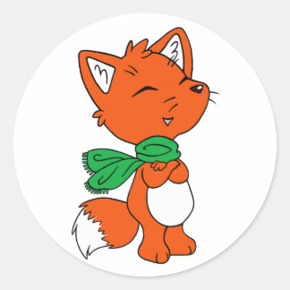 Scarf Fox Classic Round Sticker
