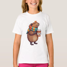 Scarf-Wearing Capybara Sipping Coffee Tee