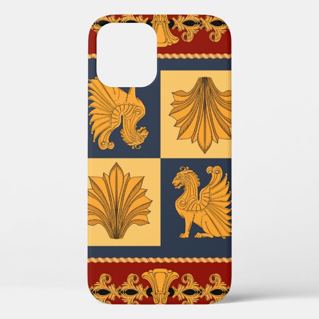 Scarf with golden sitting lions. Separate elements Case-Mate iPhone Case (Back)
