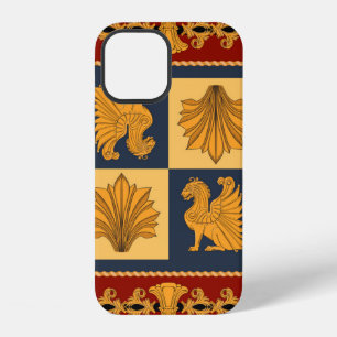 Scarf with golden sitting lions. Separate elements iPhone 12 Case