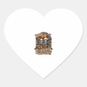 Scarier Than Books Overdue Fees Skeletons Pumpkins Heart Sticker