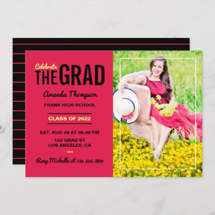 Scarlet and Black Graduation Party Invitation