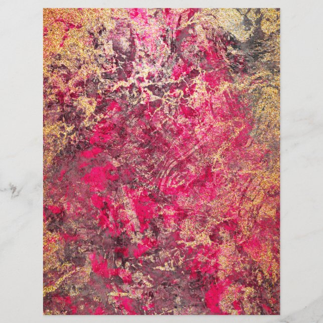 Scarlet and Gold Marble Scrapbook Paper (Front)