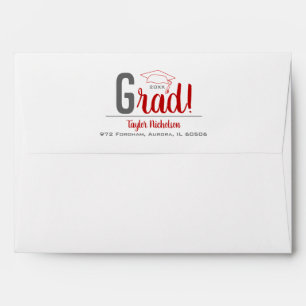 Scarlet and Grey Graduation Cap Envelope