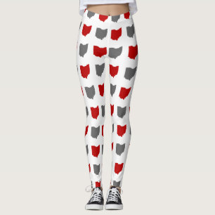 Scarlet and Grey State of Ohio Pattern Leggings