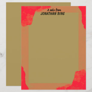 Scarlet and Olive Drab Paint Writing Paper