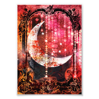 Scarlet and Sepia Mystical Moon Crystals Photo Print