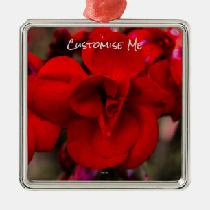 Scarlet Begonias Metal Ornament