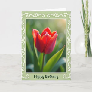 Scarlet Bloom Birthday Card