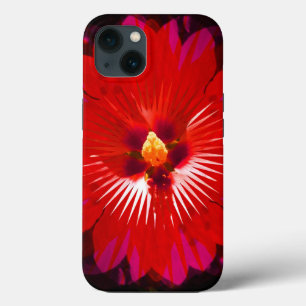 "Scarlet Bloom: Red Hibiscus Kaleidoscope" iPhone 13 Case