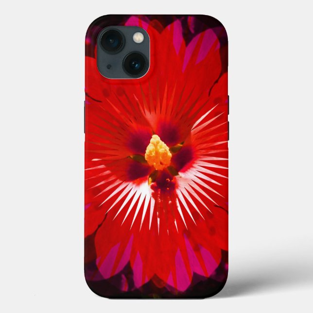 "Scarlet Bloom: Red Hibiscus Kaleidoscope" Case-Mate iPhone Case (Back)