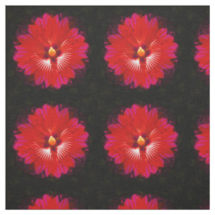 "Scarlet Bloom: Red Hibiscus Kaleidoscope" Fabric