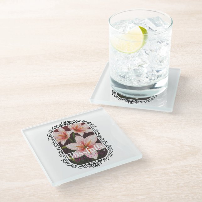 Scarlet Blossom Glass Coaster (Angled)