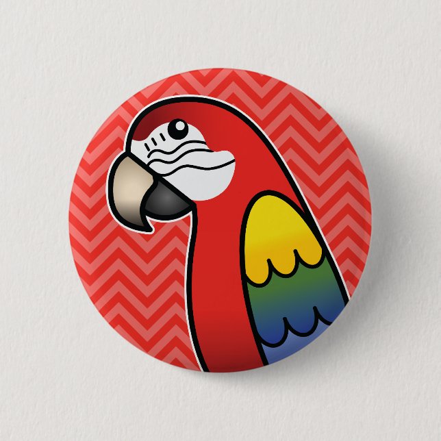 Scarlet Cartoon Macaw Parrot Bird 6 Cm Round Badge (Front)
