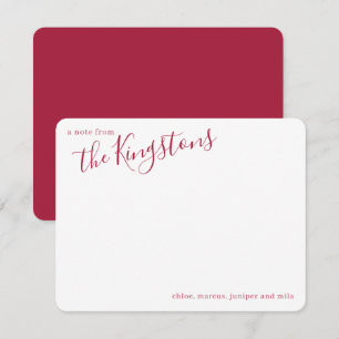 Scarlet Family Name Script Note Card