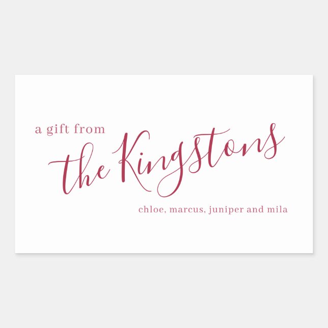 Scarlet Family Name Script Rectangular Sticker (Front)