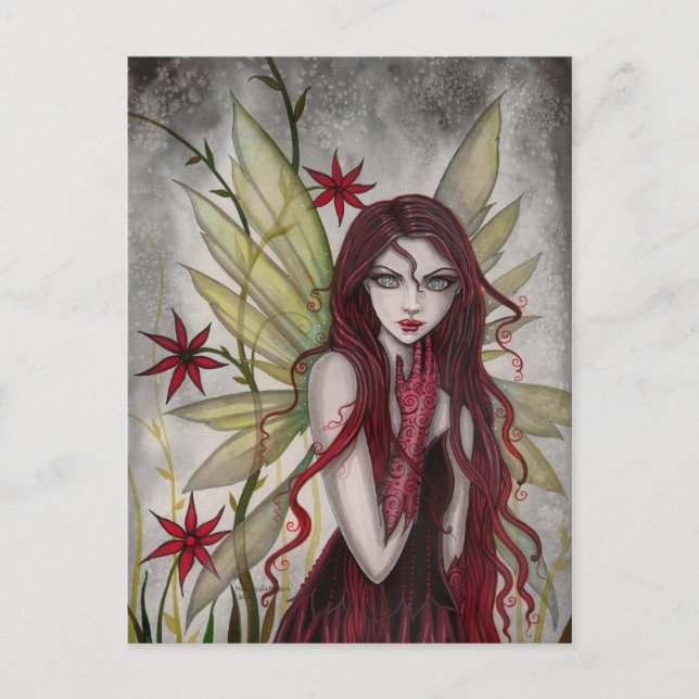 Scarlet Flower Fairy Fantasy Art by Molly Harrison Postcard (Front)