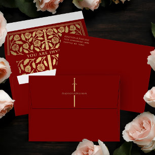 Scarlet Gold Sword Royal Fantasy Wedding Envelope