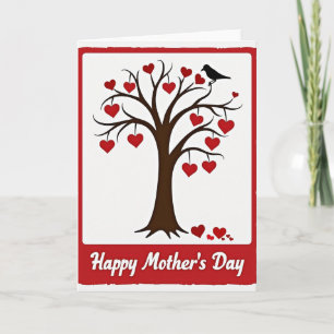 Scarlet Hearts Mothers Day Tree Card