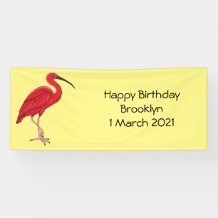 Scarlet ibis bird cartoon illustration banner