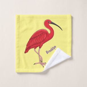 Scarlet ibis bird cartoon illustration bath towel set