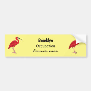 Scarlet ibis bird cartoon illustration bumper sticker