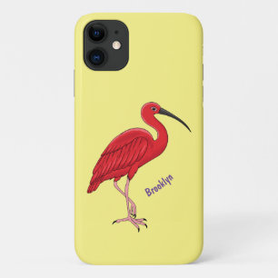 Scarlet ibis bird cartoon illustration  iPhone 11 case