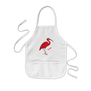 Scarlet ibis bird cartoon illustration kids apron