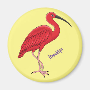 Scarlet ibis bird cartoon illustration magnet