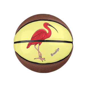 Scarlet ibis bird cartoon illustration mini basketball