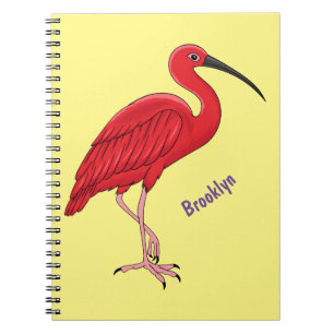 Scarlet ibis bird cartoon illustration  notebook