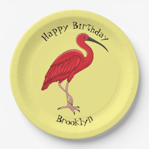 Scarlet ibis bird cartoon illustration paper plate