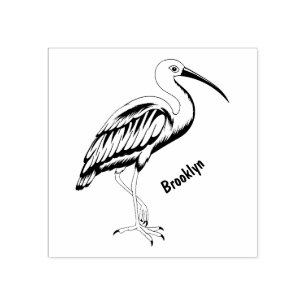 Scarlet ibis bird cartoon illustration rubber stamp